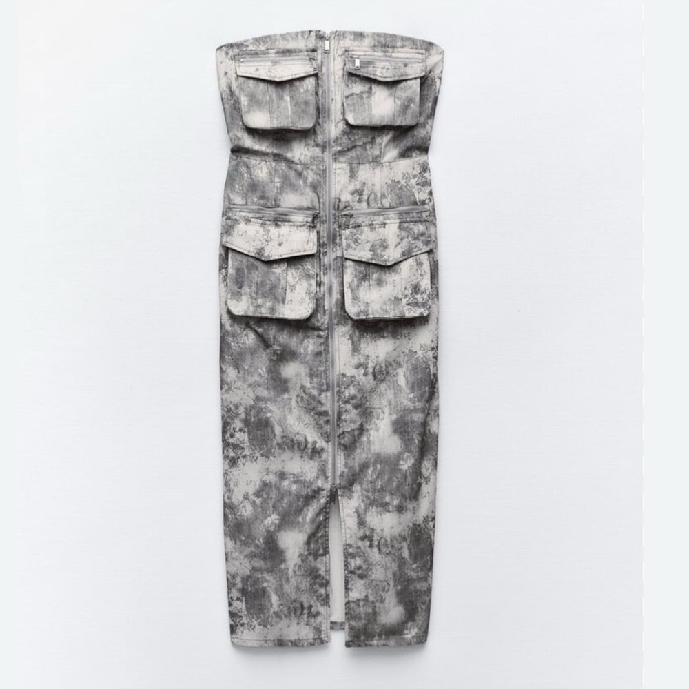 NWT Zara AMAZING Cargo Print MIDI Tube Top Dress